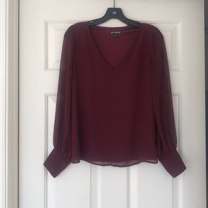 Long Sleeve Burgundy Blouse